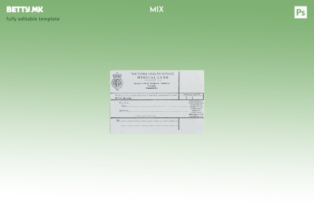 Модерен стил Шаблон за медицинска картичка за национална здравствена служба на О